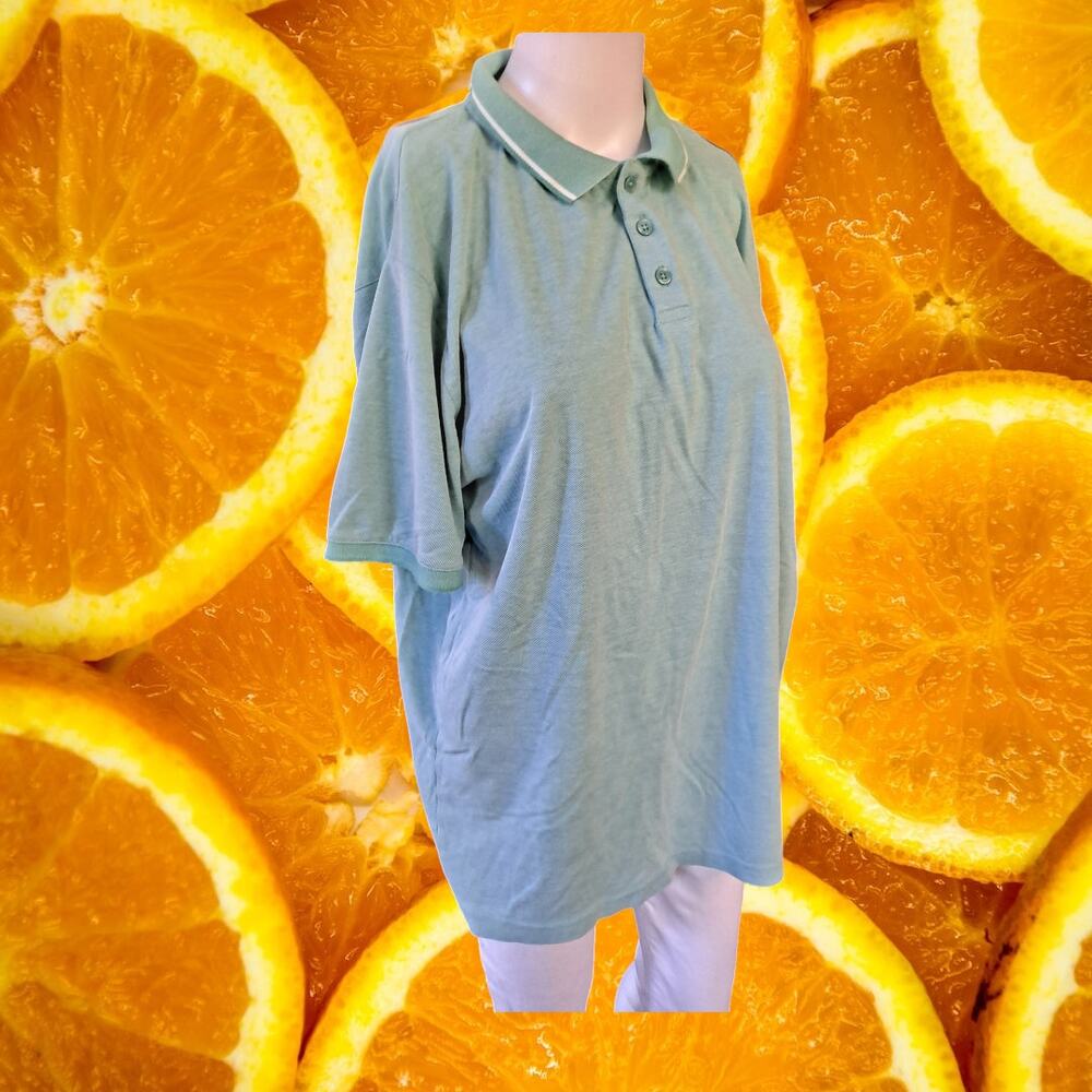 James‎ Tattersall Mint Green Short Sleeve Polo Size XL